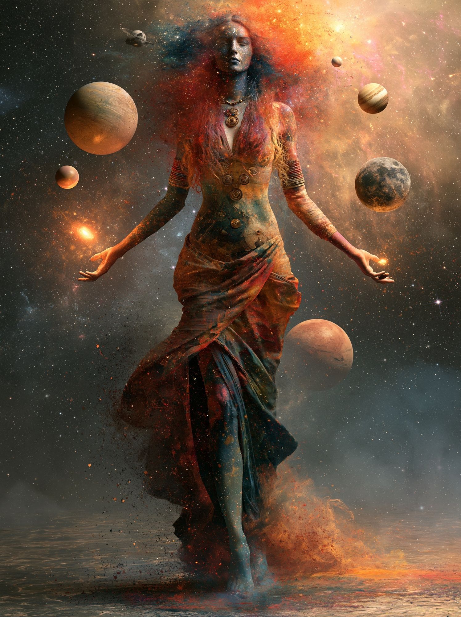 Cosmic Goddess Surrealism Poster. poster detail
