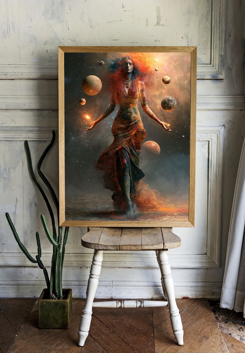 Cosmic Goddess Surrealism Poster. — room view 1