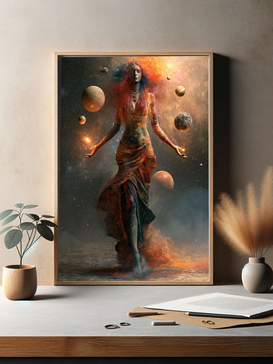 Cosmic Goddess Surrealism Poster. — room view 2