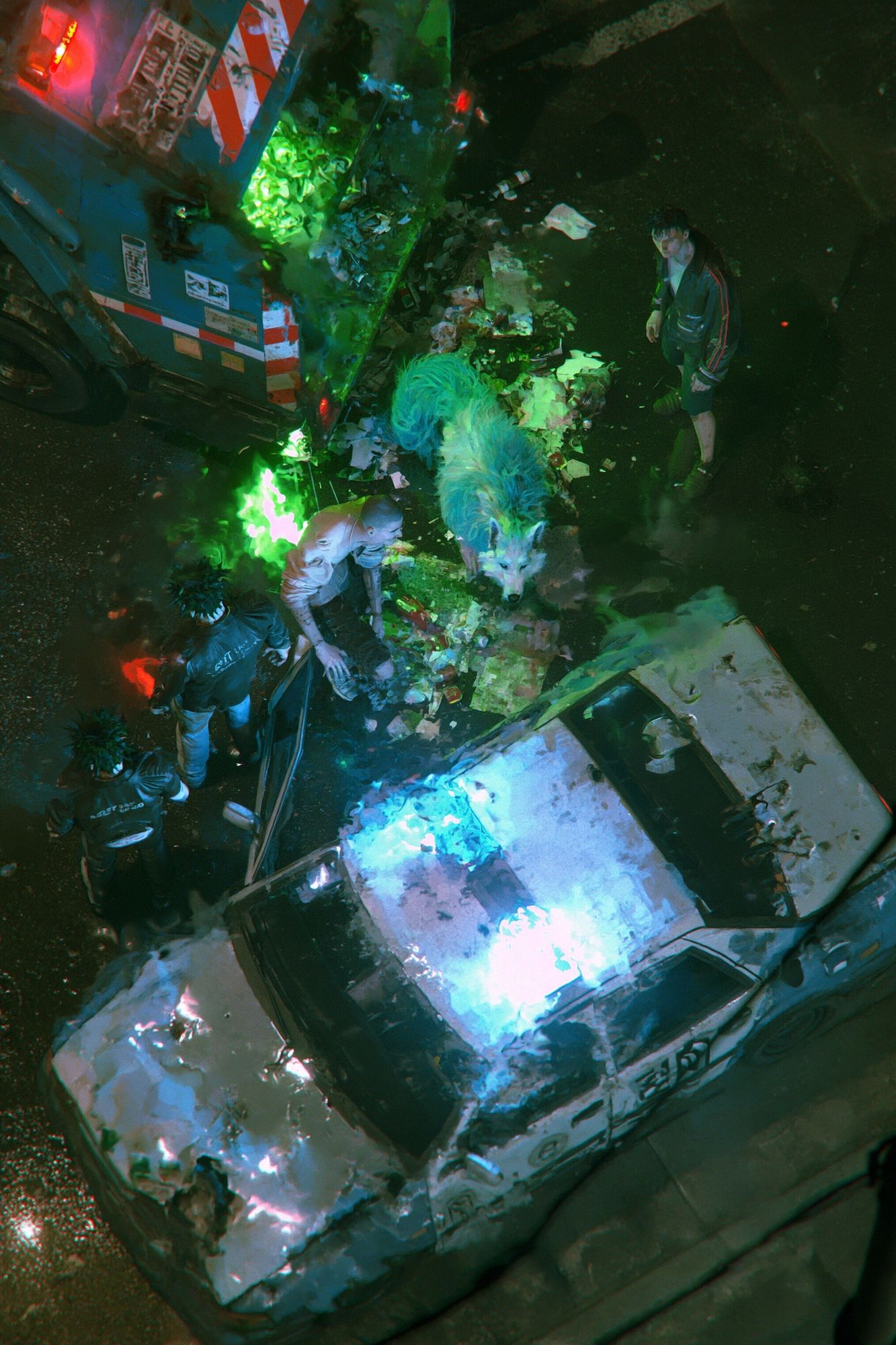 Neon Street Scene — Cyberpunk Print. poster — illustration art