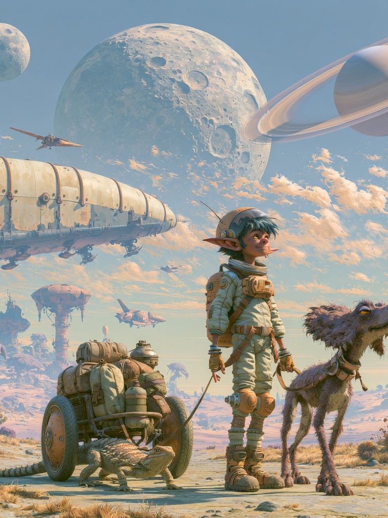 Alien Explorer — Sci-Fi Illustration Print. poster — illustration art