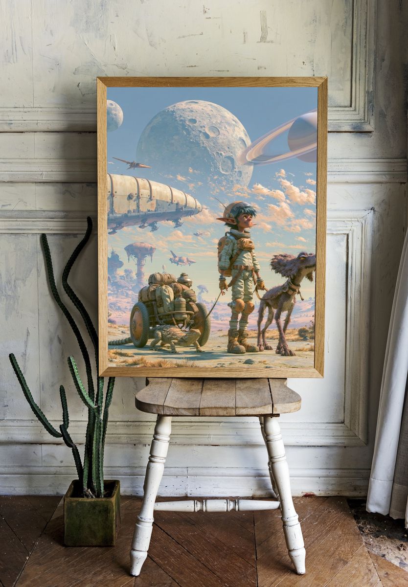 Alien Explorer — Sci-Fi Illustration Print. — room view 1