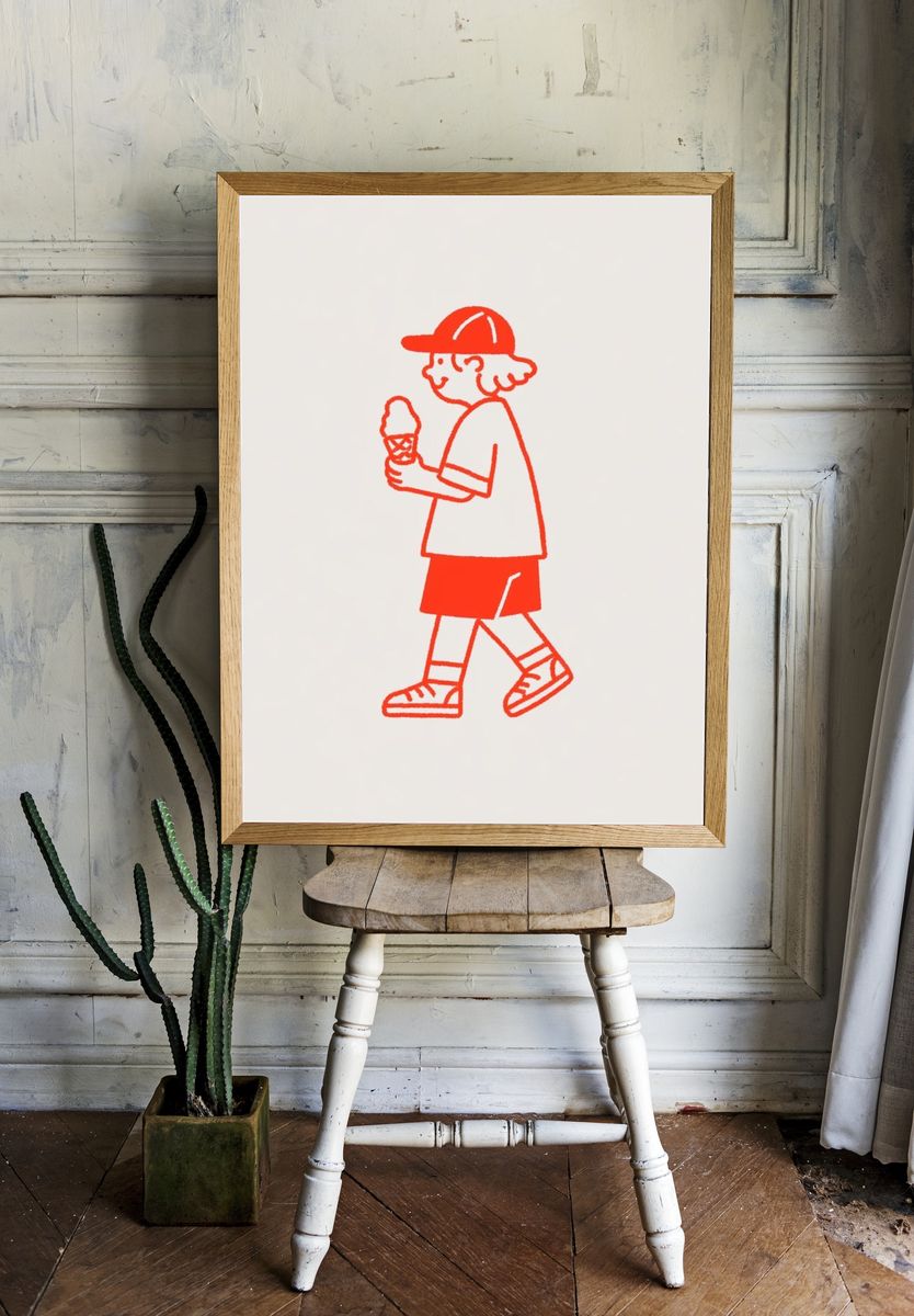 Ice Cream Kid Illustration Poster. — room view 1