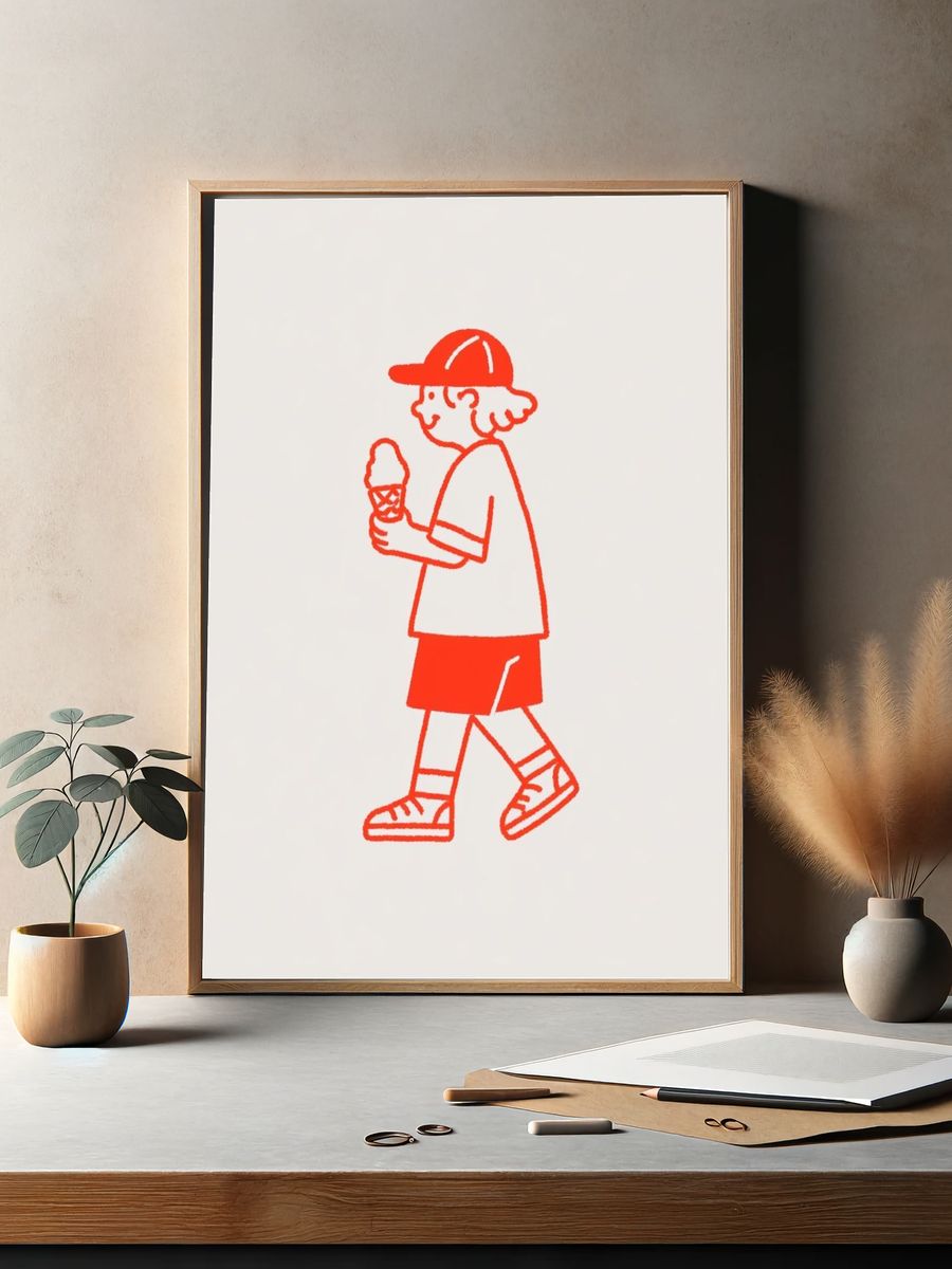 Ice Cream Kid Illustration Poster. — room view 2
