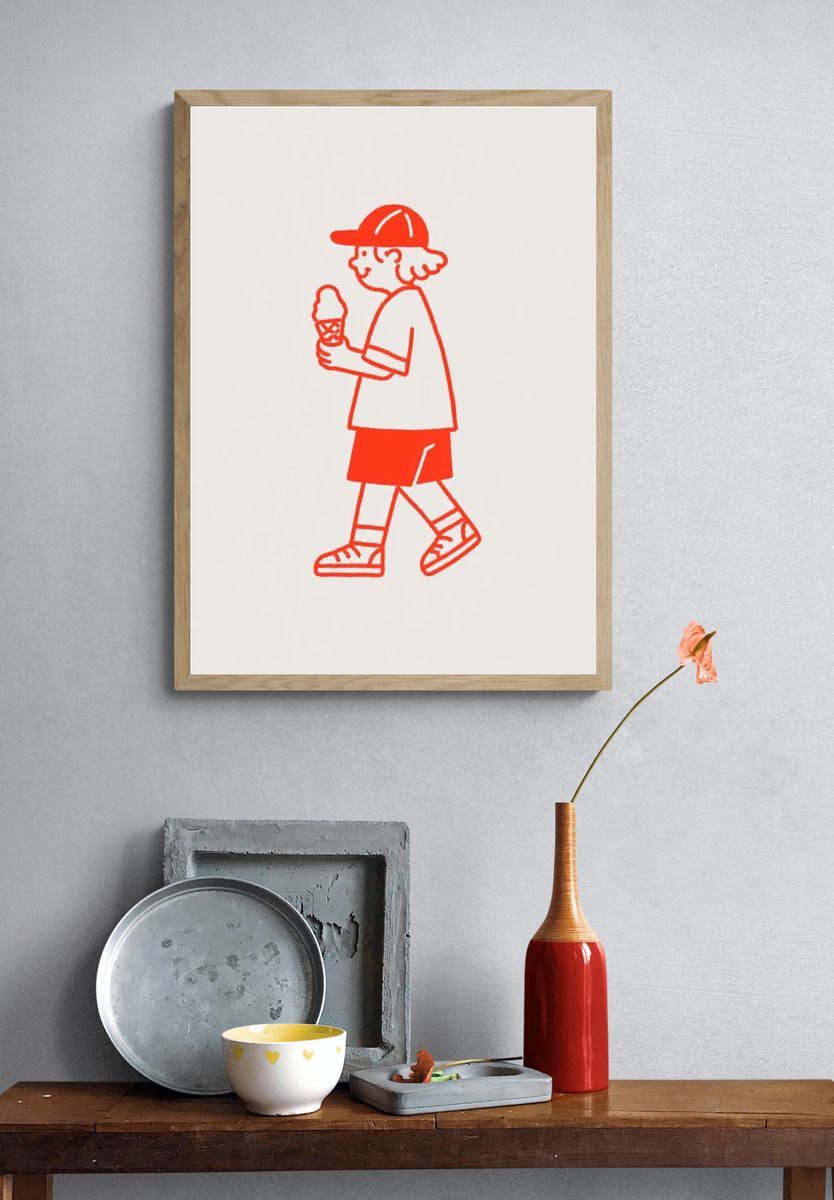 Ice Cream Kid Illustration Poster. — room view 3