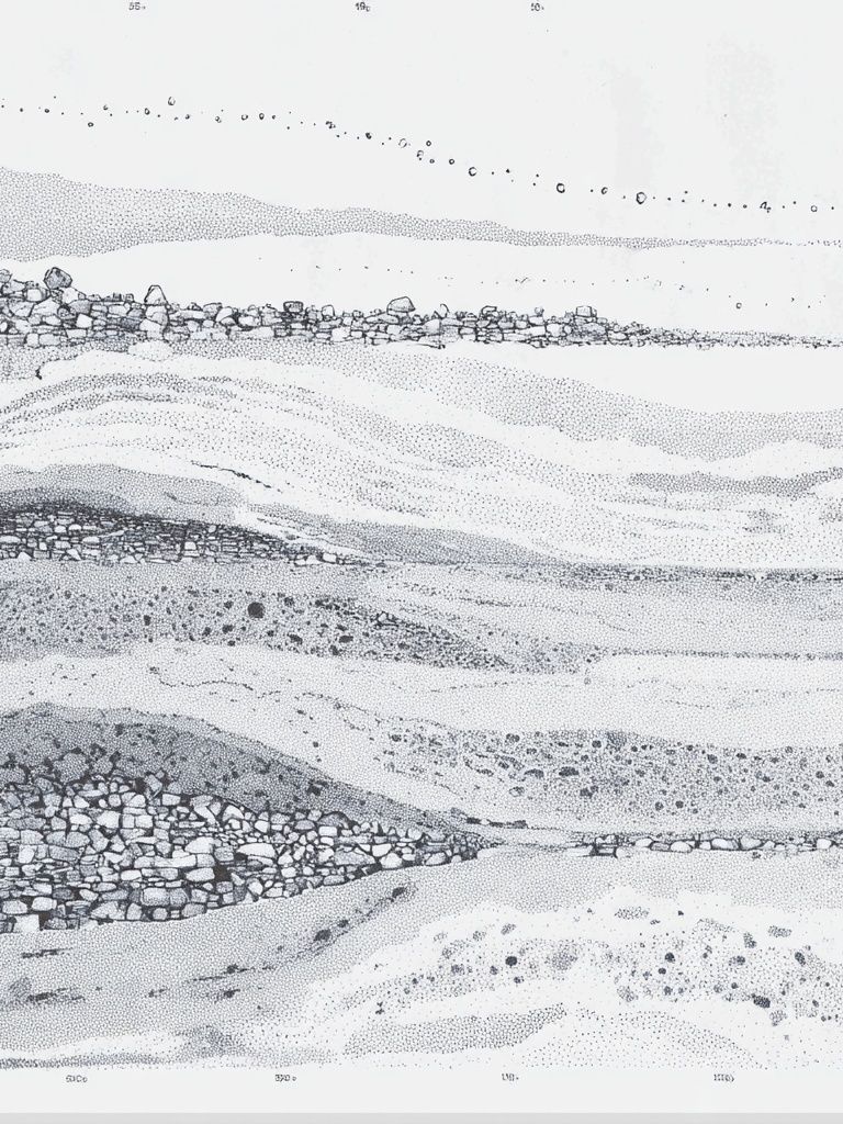 Monochrome Geological Strata Print. poster — illustration art