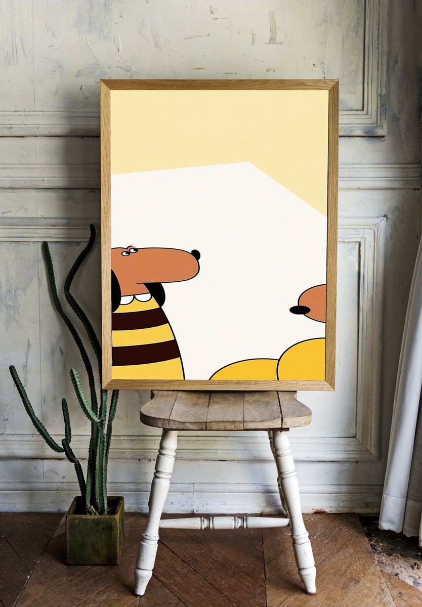 Cartoon Dogs Illustration Poster. — room view 1