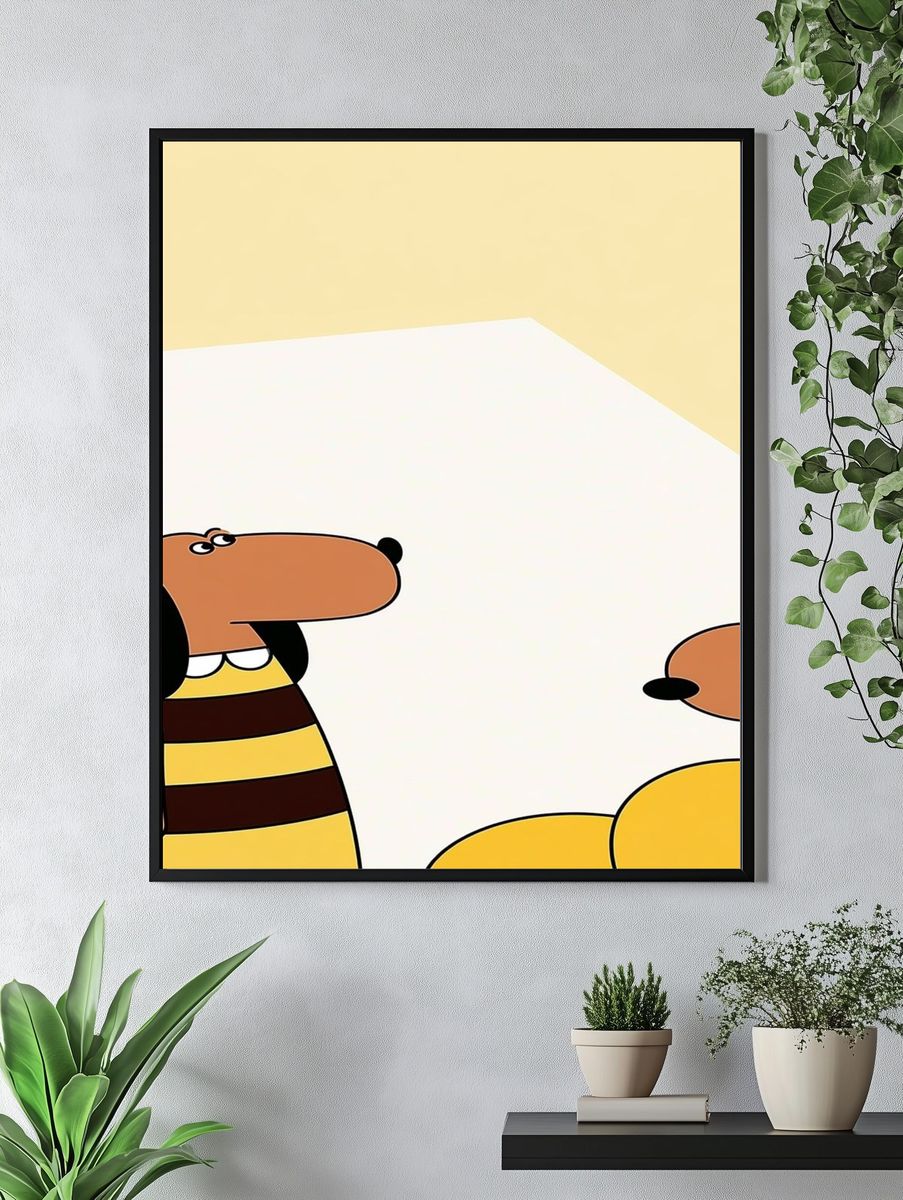 Cartoon Dogs Illustration Poster. — room view 4