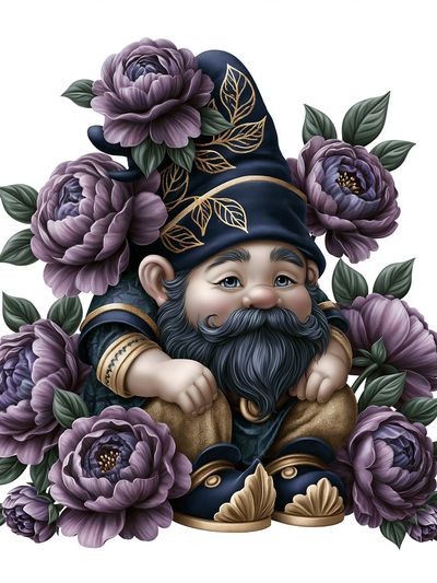 Floral Gnome Illustration Poster. poster print