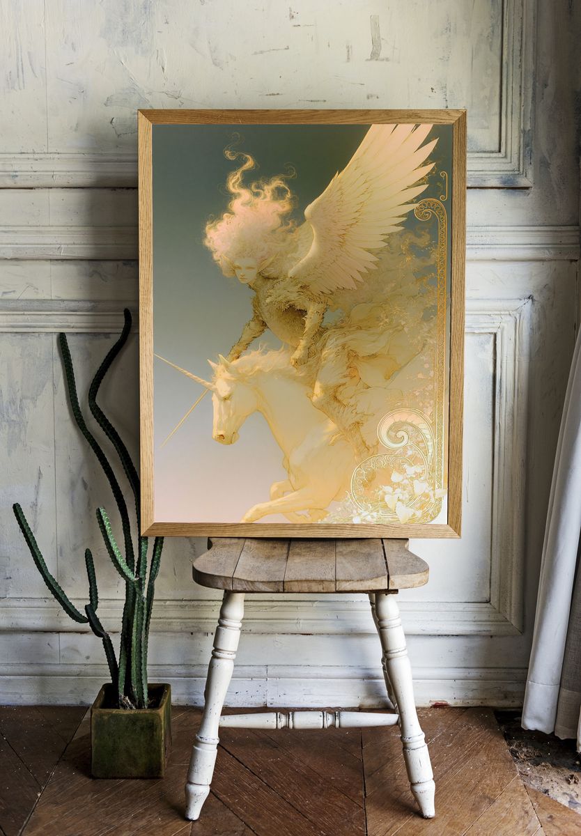 Golden Pegasus Fantasy Print. — room view 1