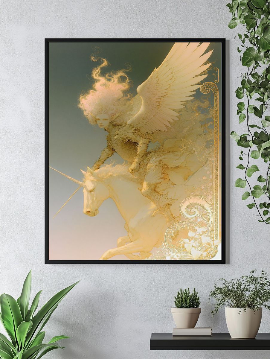Golden Pegasus Fantasy Print. — room view 4