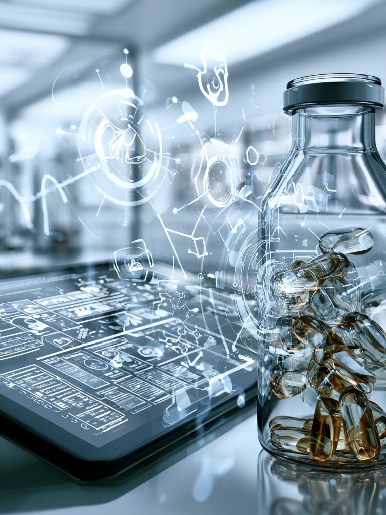 Futuristic Lab Bottle Illustration Poster. poster — illustration art