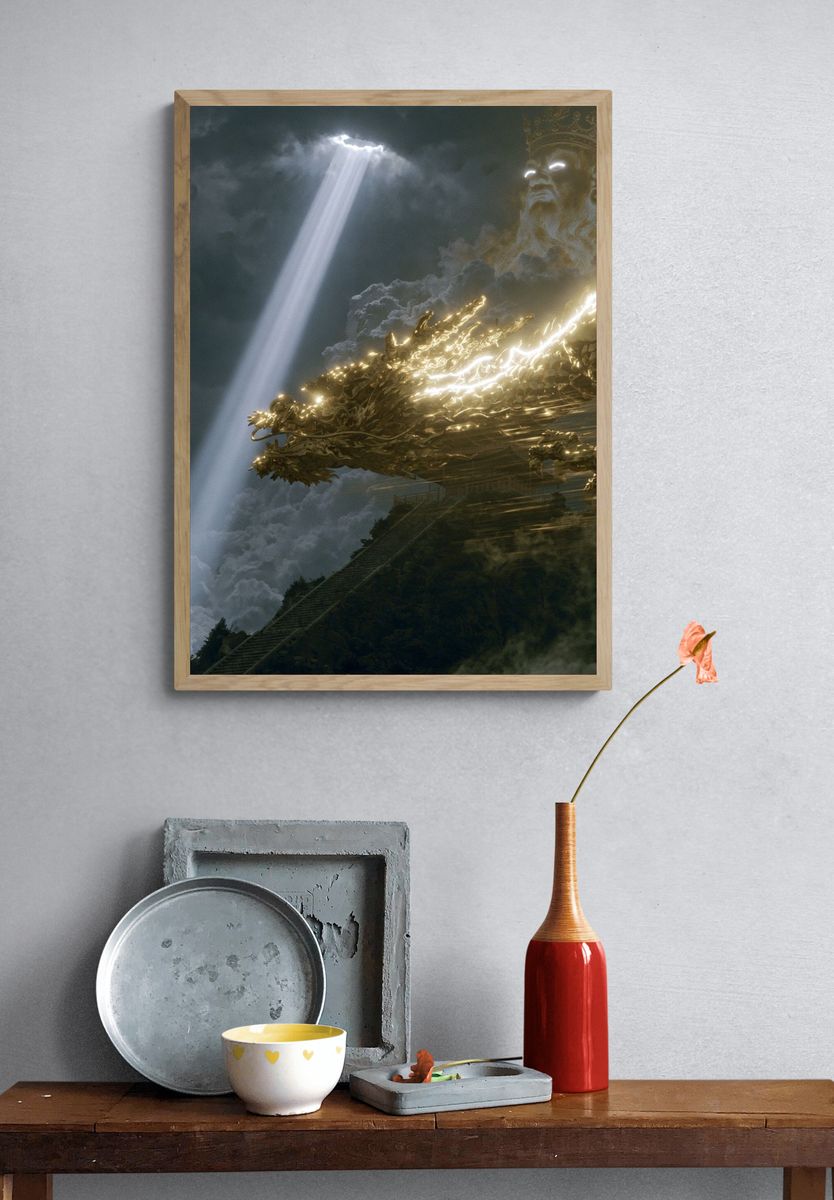 Celestial Dragon King Fantasy Print. — room view 3