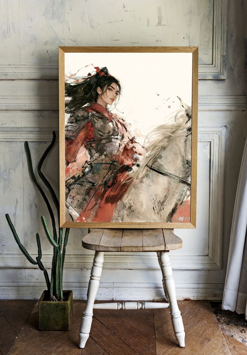 Samurai Rider Ink Illustration Poster. — room view 1