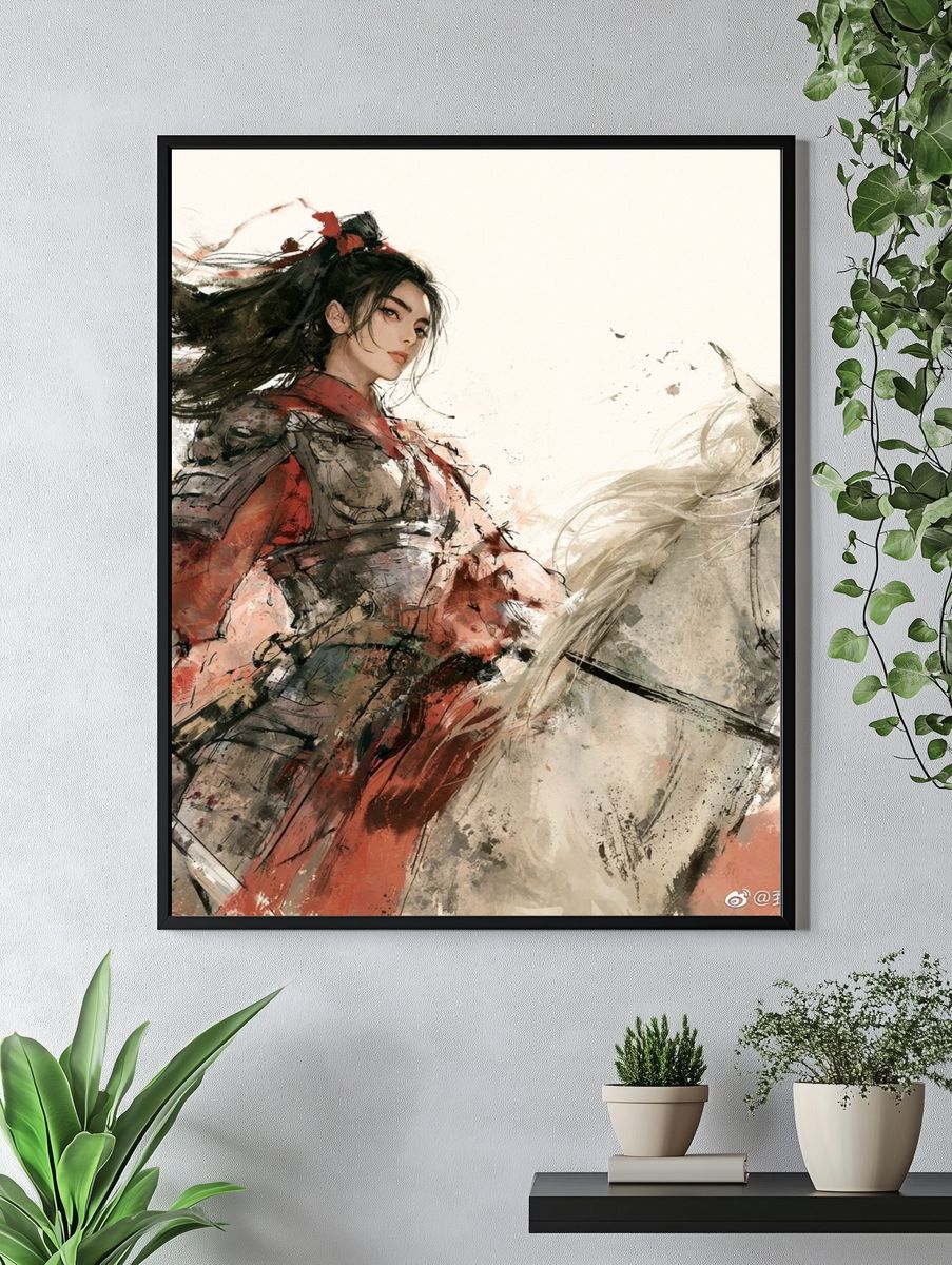 Samurai Rider Ink Illustration Poster. — room view 4
