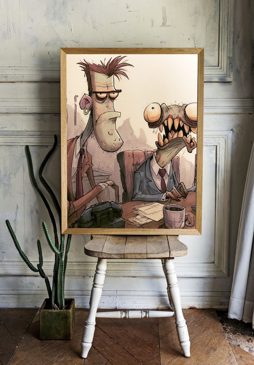 Surreal Office Cartoon Poster. room preview