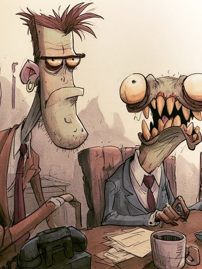 Surreal Office Cartoon Poster. poster print