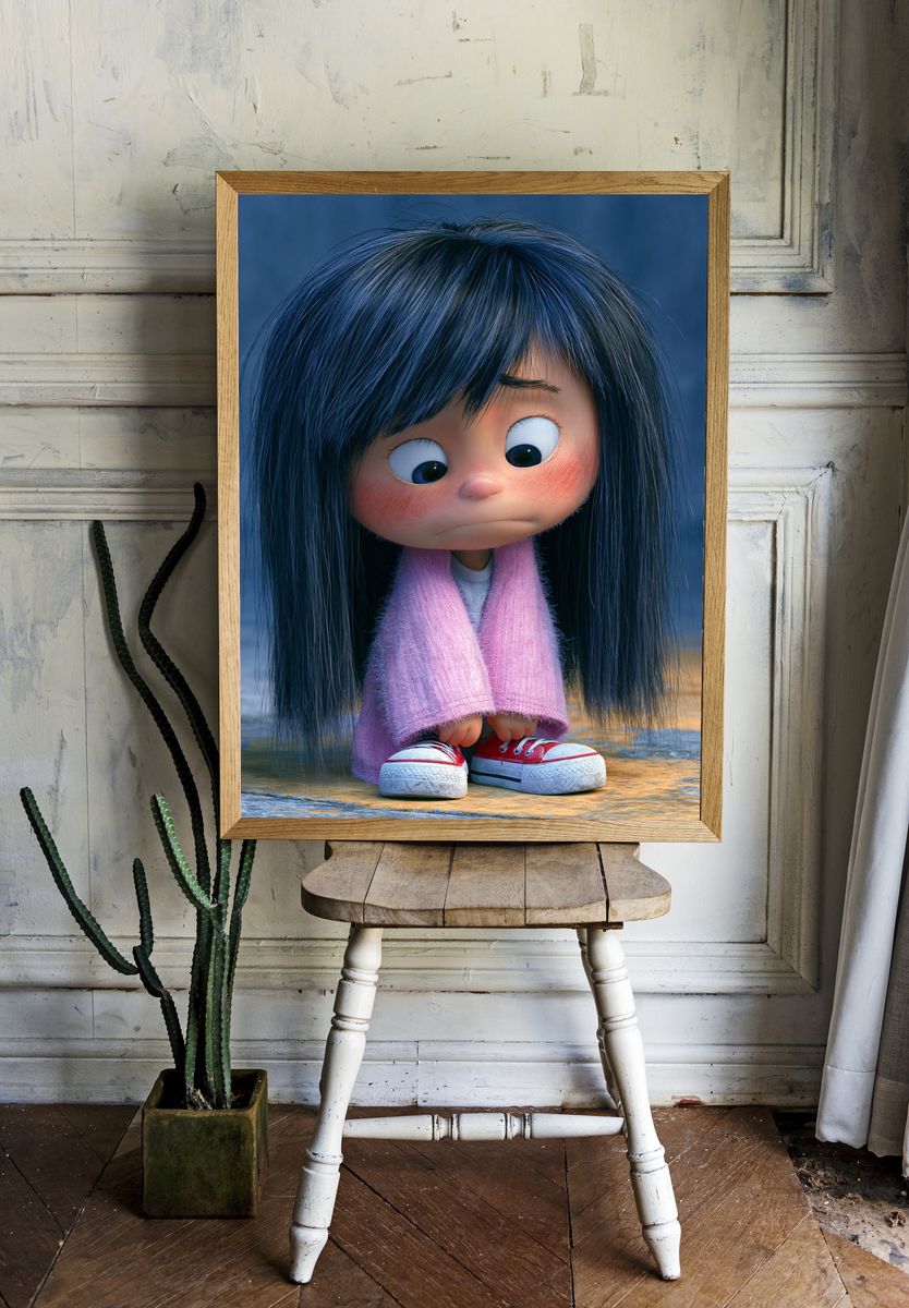 Sad Girl Character Illustration Poster. — room view 1
