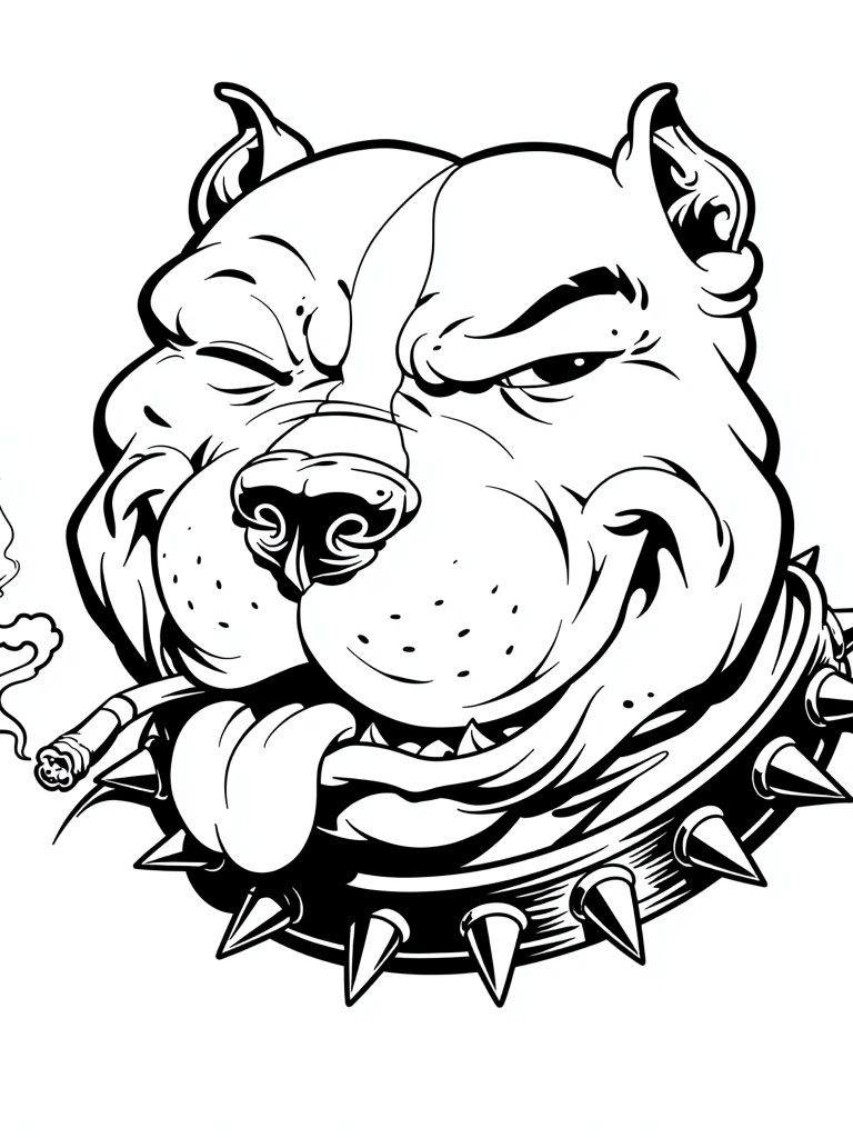 Bulldog Tattoo Line Art Poster. poster — illustration art