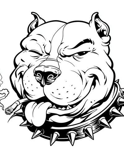 Bulldog Tattoo Line Art Poster. poster print