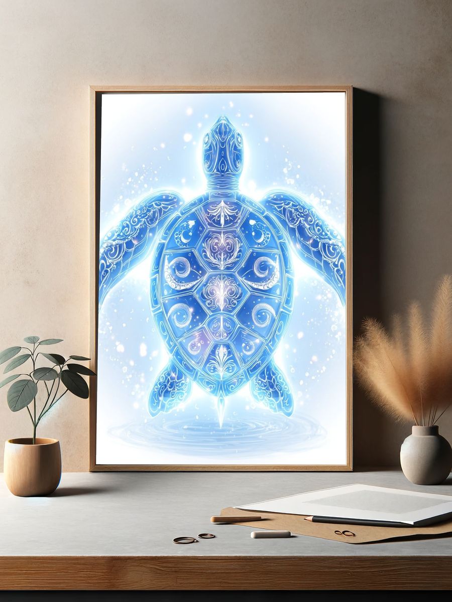 Celestial Sea Turtle Illustration Poster. — room view 2