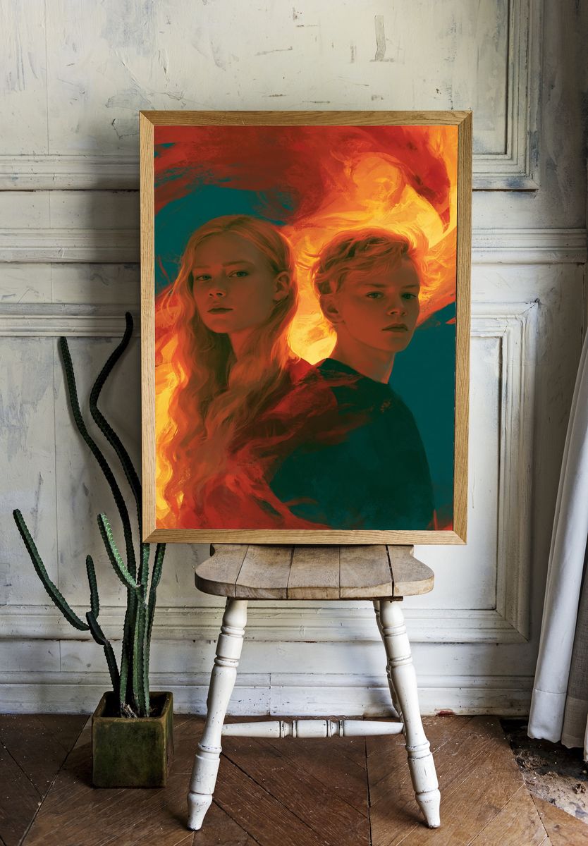 Dual Portrait Flame Illustration Poster. room preview