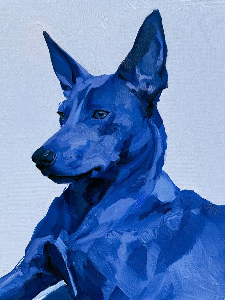 Blue Dog Portrait Illustration Poster. poster detail