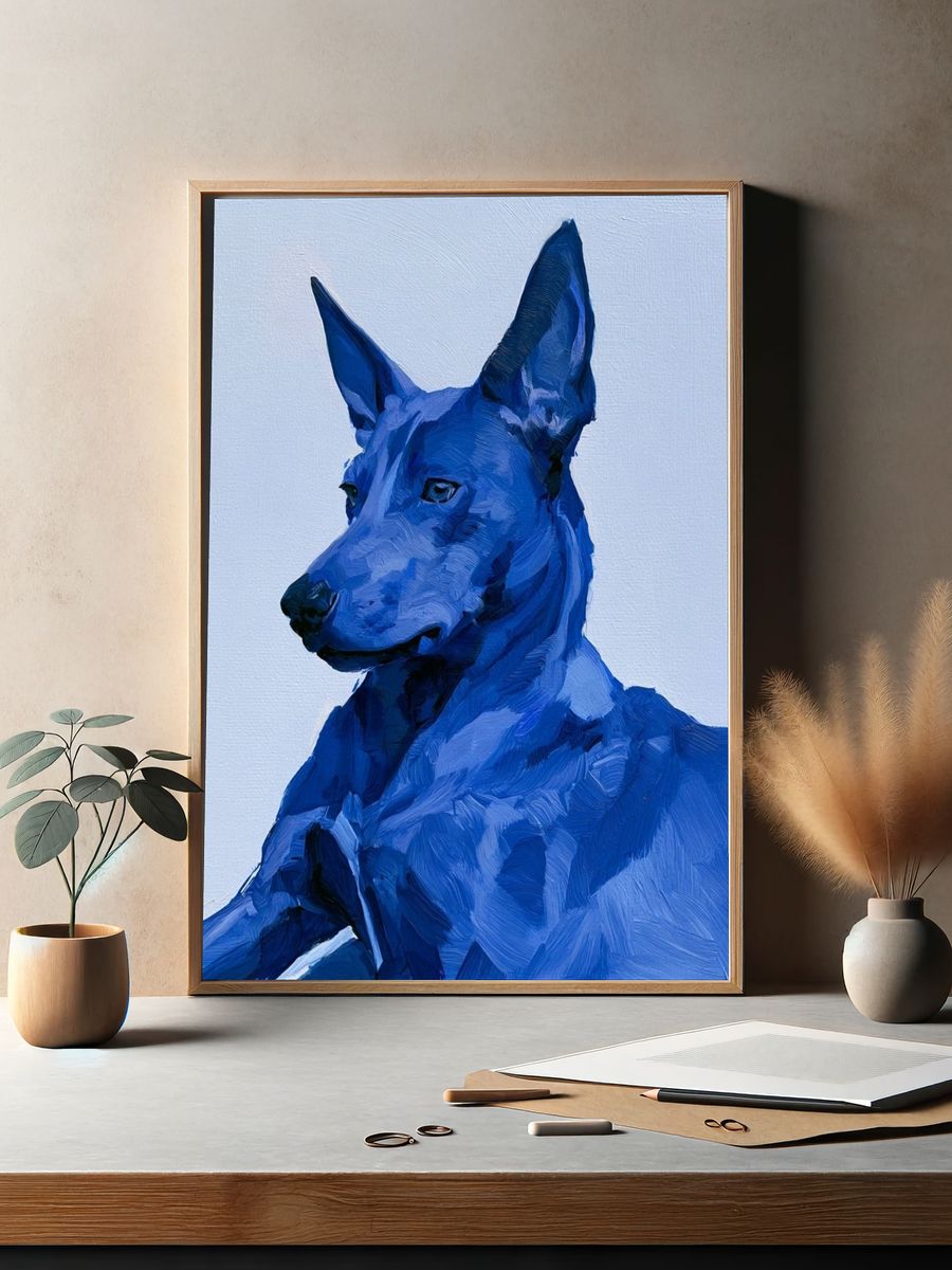 Blue Dog Portrait Illustration Poster. — room view 2