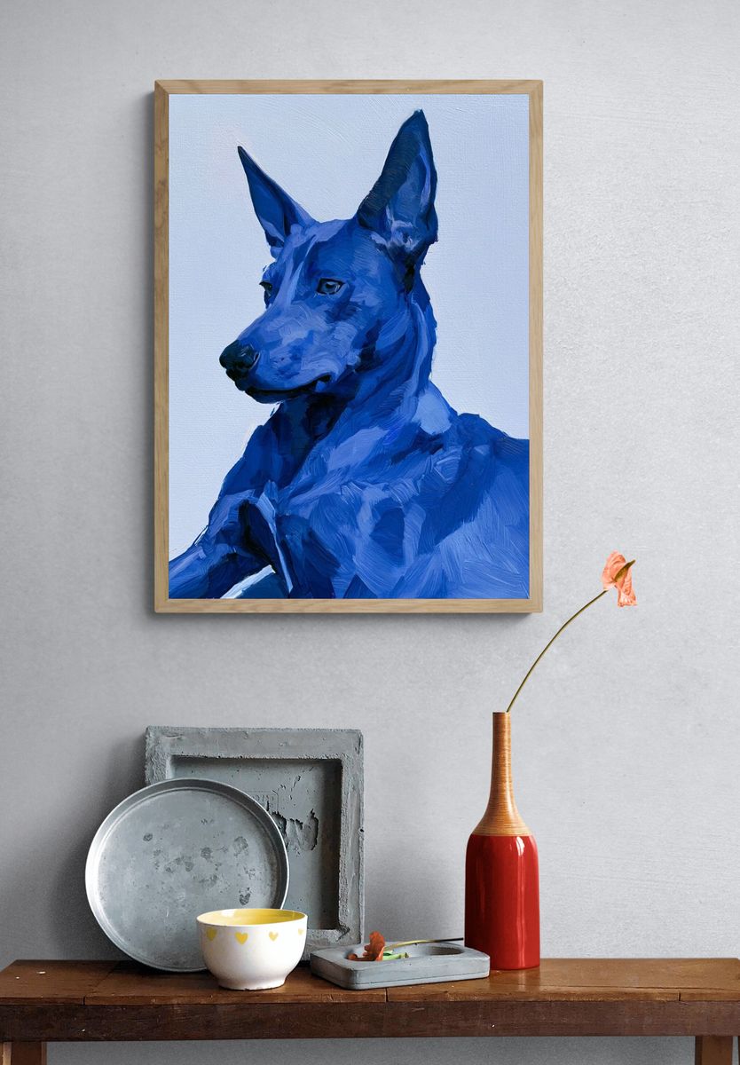 Blue Dog Portrait Illustration Poster. — room view 3