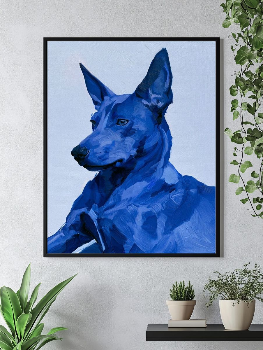 Blue Dog Portrait Illustration Poster. — room view 4