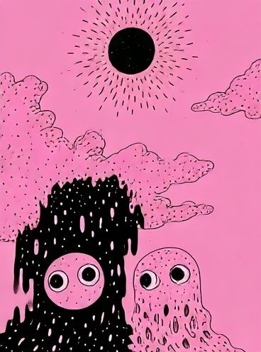 Pink Surreal Moon Poster. poster detail