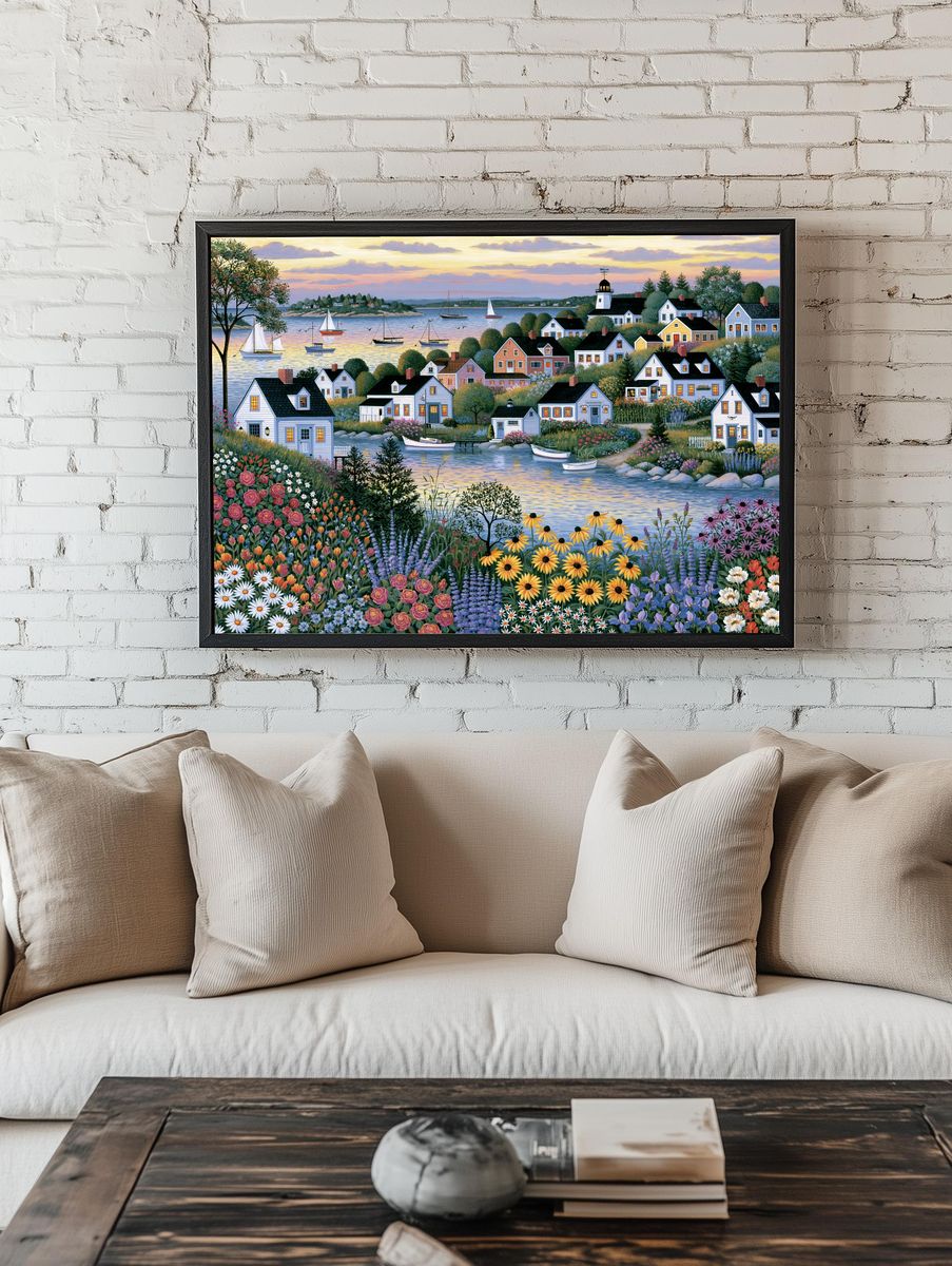 Coastal Village Garden Print. — room view 1