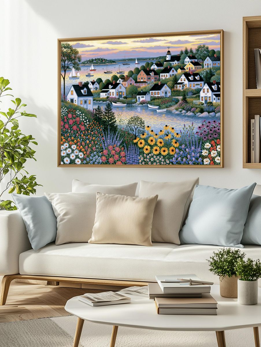 Coastal Village Garden Print. — room view 2