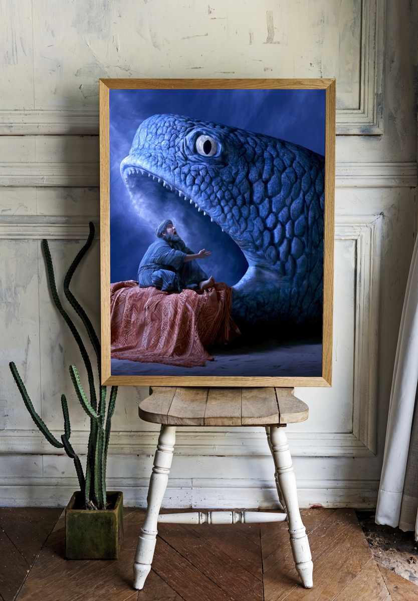 Giant Blue Serpent Fantasy Poster. — room view 1