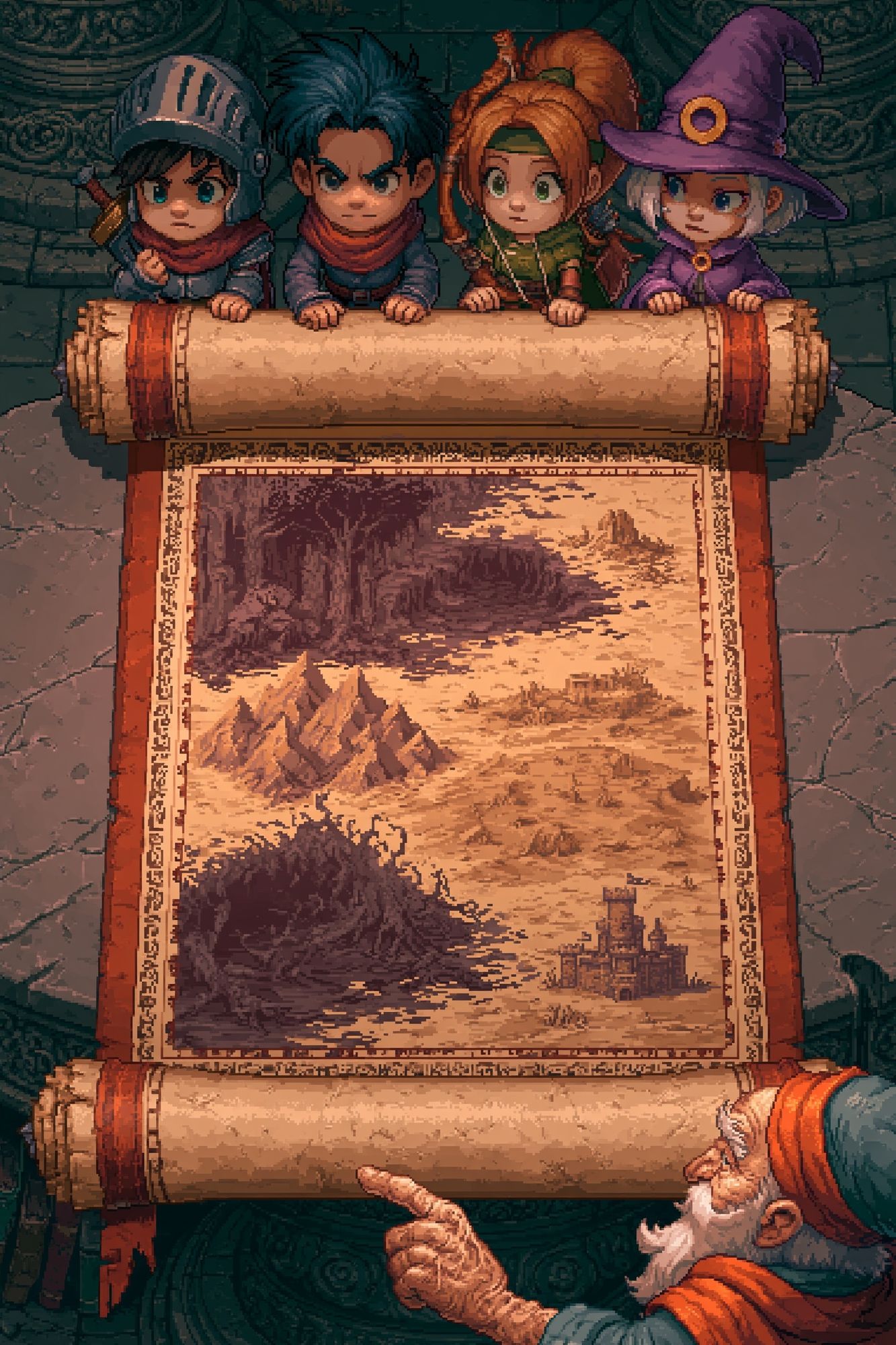 Fantasy Map Quest Illustration Poster. poster detail