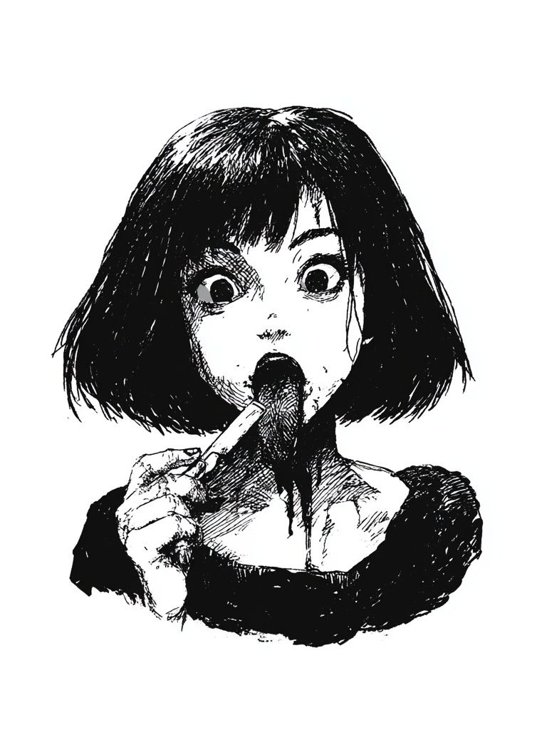 Girl with Lollipop Ink Print. poster detail