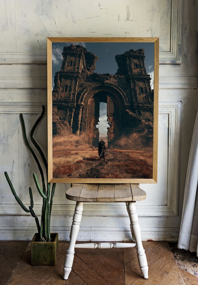 Ancient Desert Gate Fantasy Print. room preview
