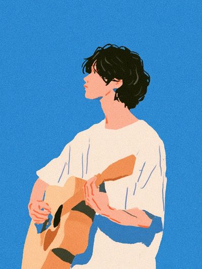 Guitar Player Illustration Poster. poster