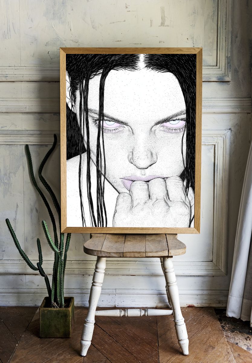 Intense Portrait Ink Print. — room view 1