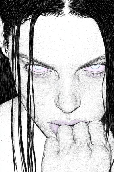 Intense Portrait Ink Print. poster
