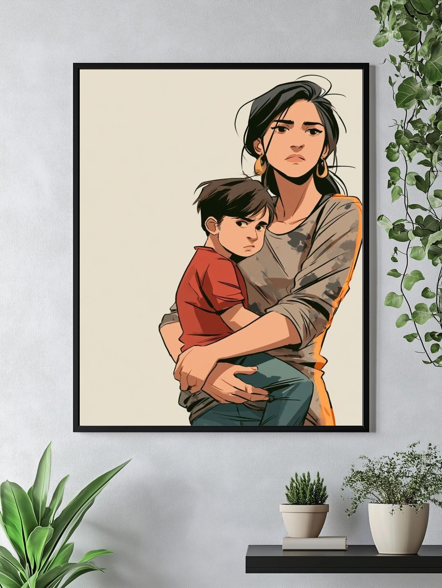 Mother and Child Illustration Poster. — room view 4