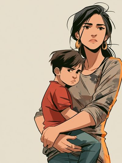 Mother and Child Illustration Poster. poster