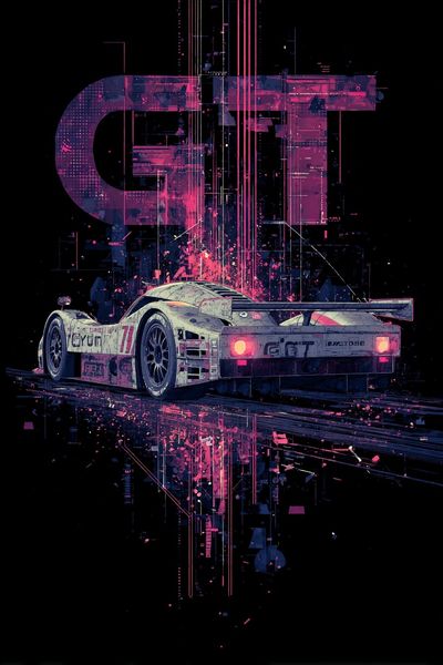 GT Racing Neon Digital Art Poster. poster print