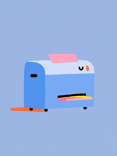 Cute Blue Mailbox Illustration Poster. poster