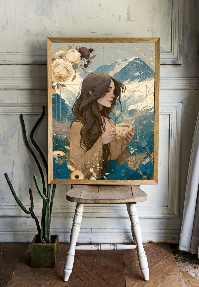 Mountain Woman Botanical Print. — room view 1