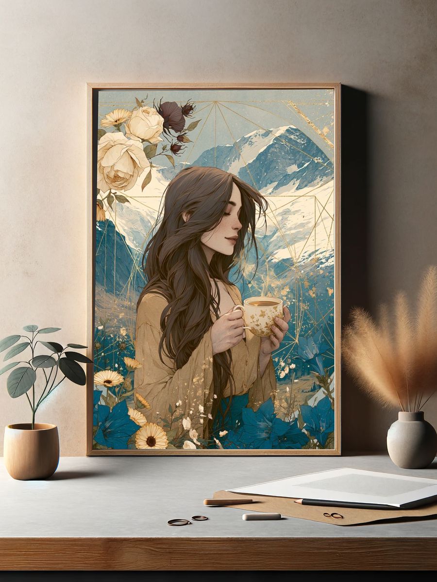 Mountain Woman Botanical Print. — room view 2