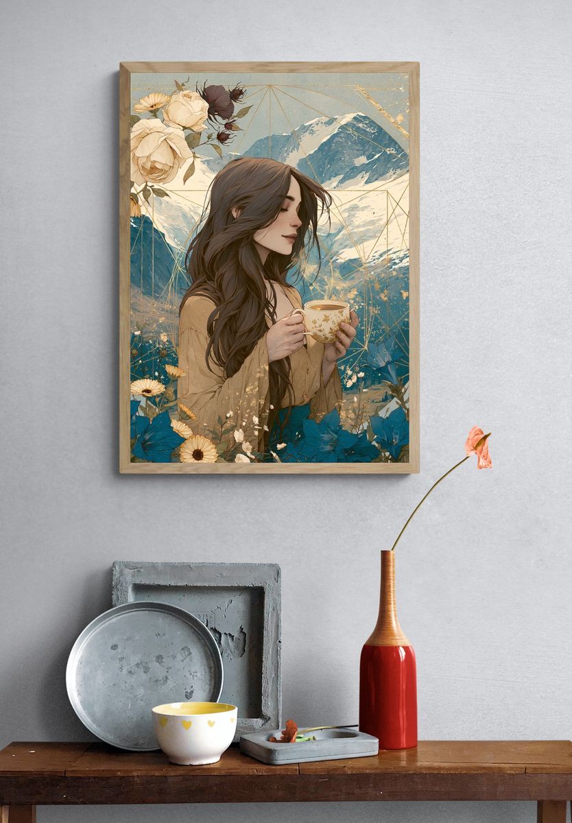 Mountain Woman Botanical Print. — room view 3