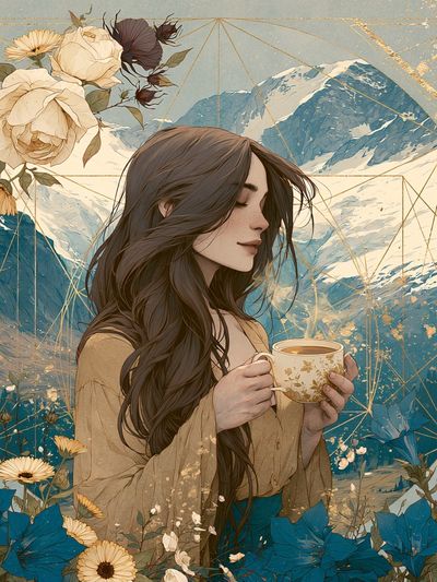 Mountain Woman Botanical Print. poster