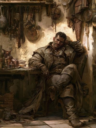 Brooding Tavern Man Illustration Poster. poster