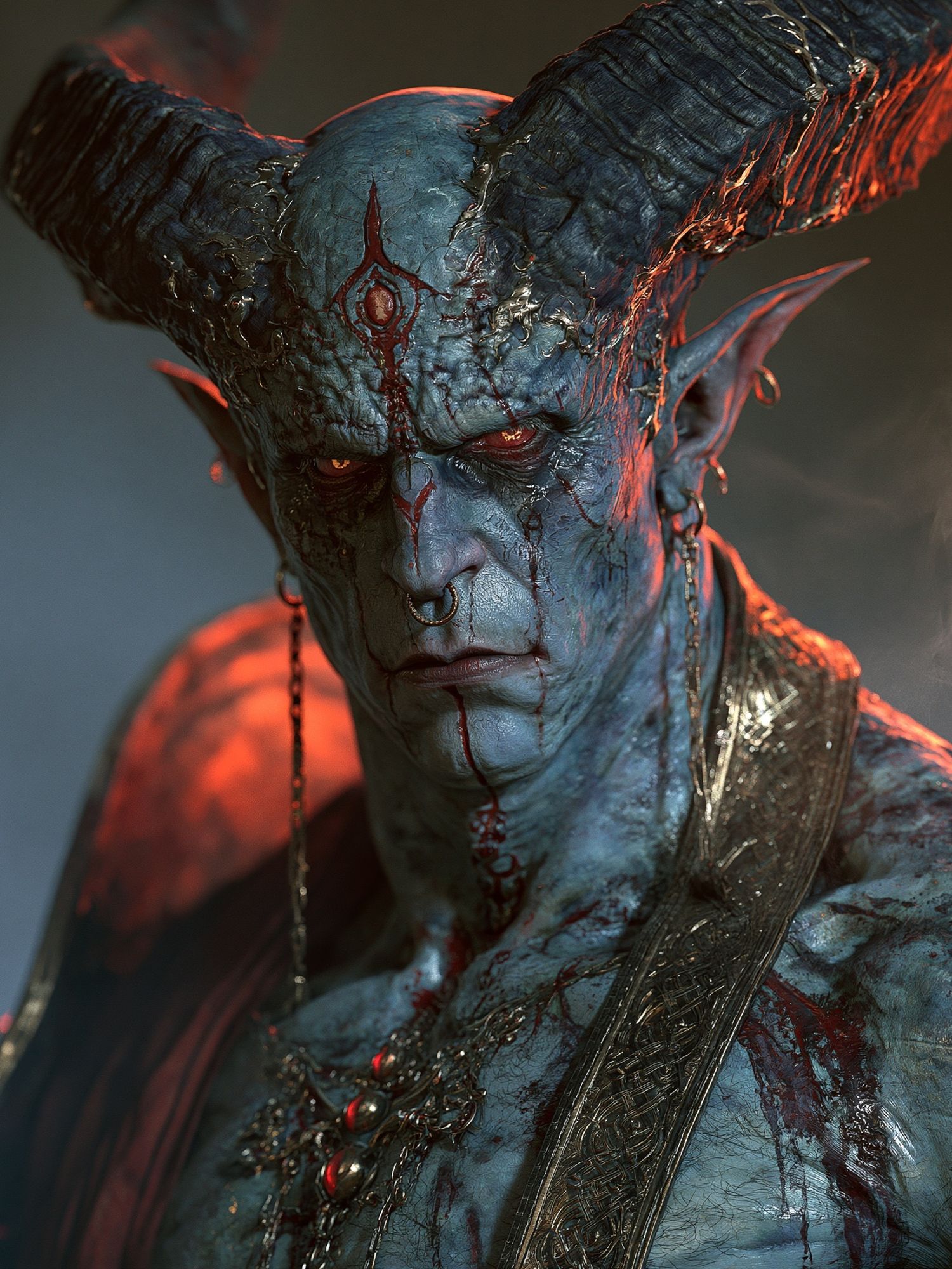 Demonic Horned Portrait — Fantasy Print. poster detail